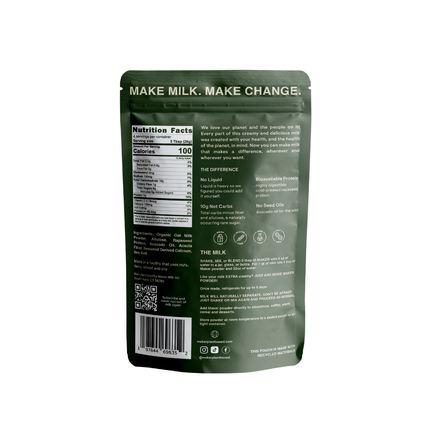 Powdered Oat Milk - Travel Sized Pouch
