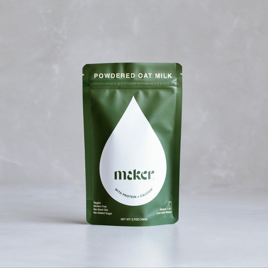 Maker powdered oat milk - travel pouch - front view